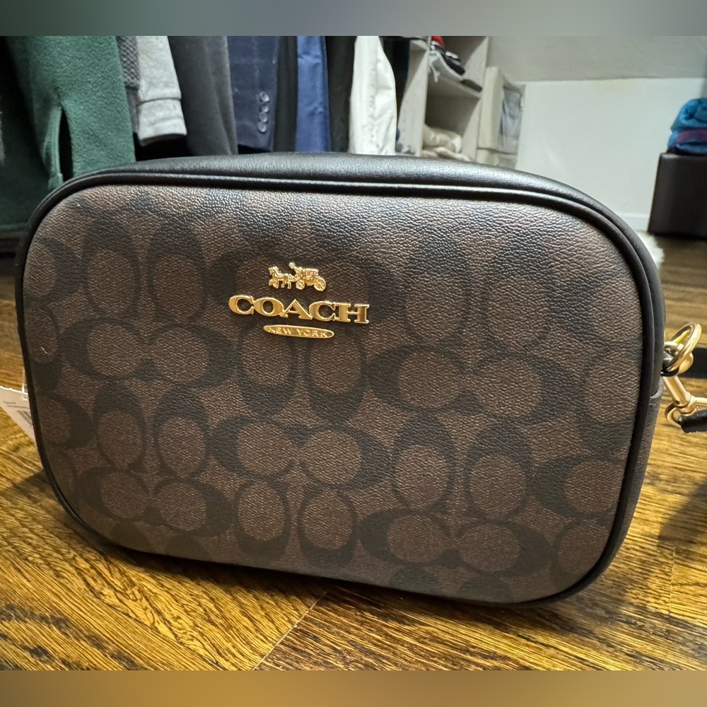 Coach Jamie Camera Bag in Signature Canvas, Black and Brown